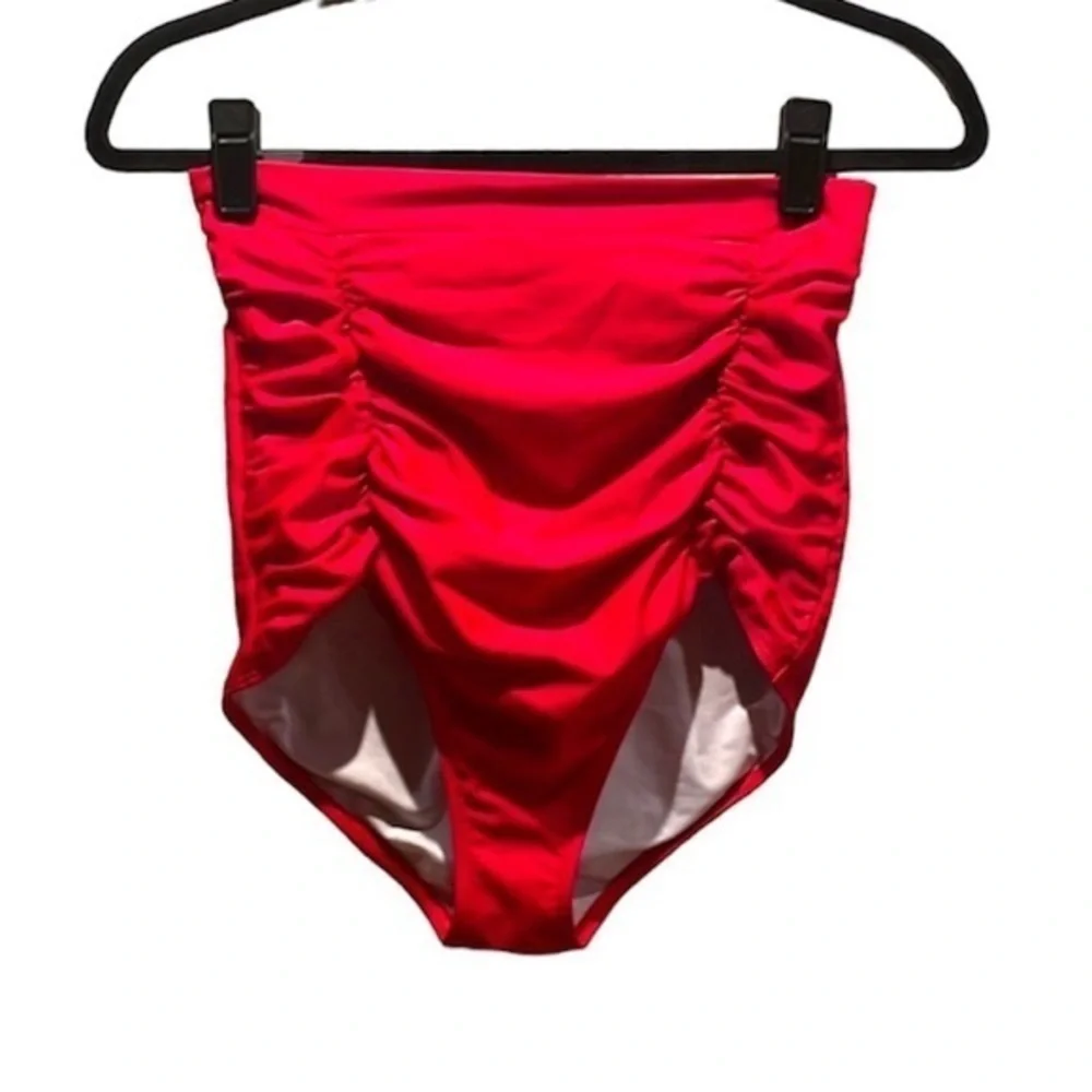 Cocoship Women’s Retro High Rise Red Bikini Bottoms Rockabilly 50’s Size Medium